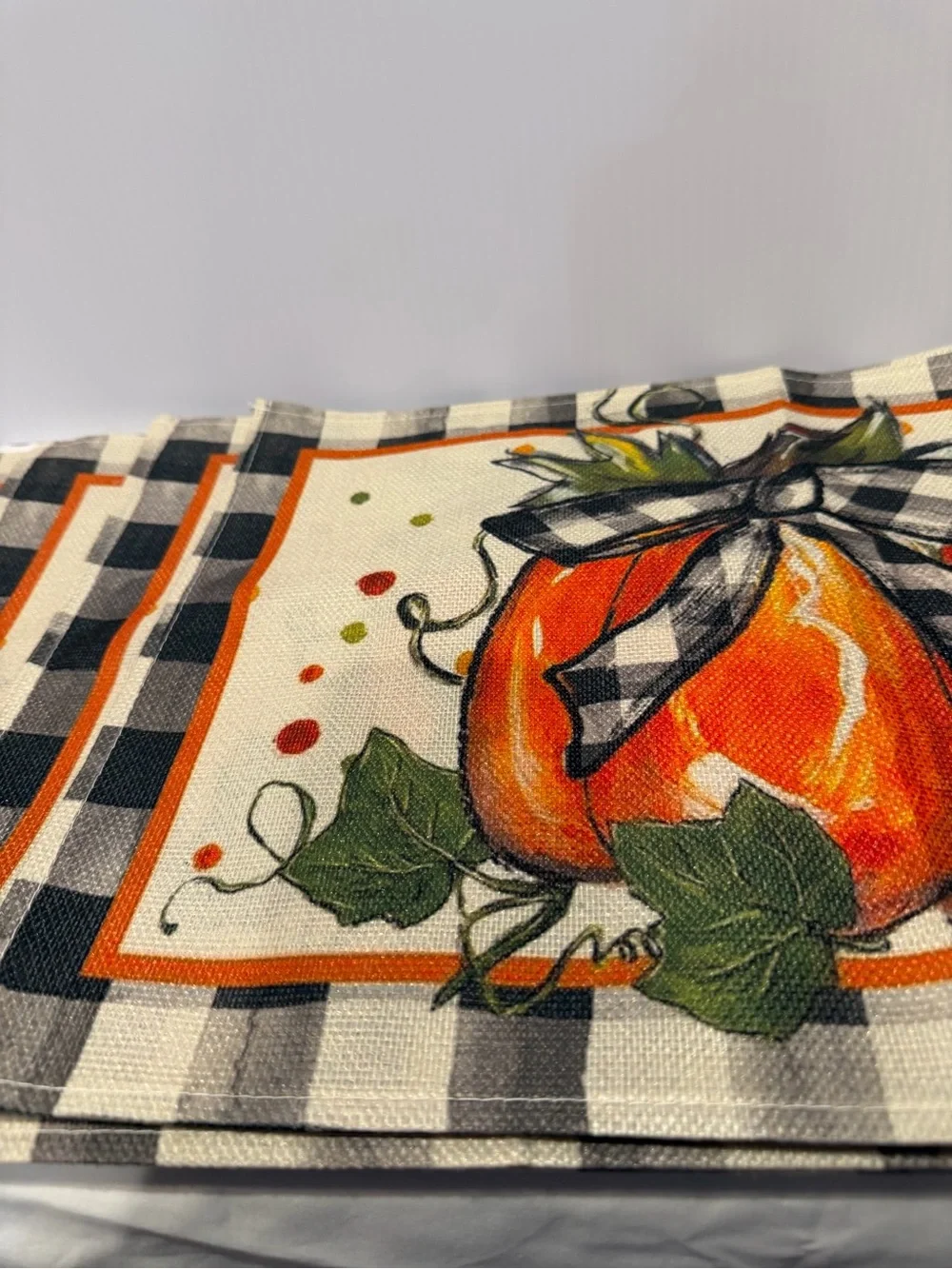 Pumpkin Placemats Fall, Halloween, Thanksgiving Set 4 13 X 17 Woven Material
